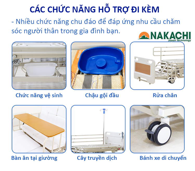 các chức năng kèm theo  giường y tế đa năng NC-BVH07